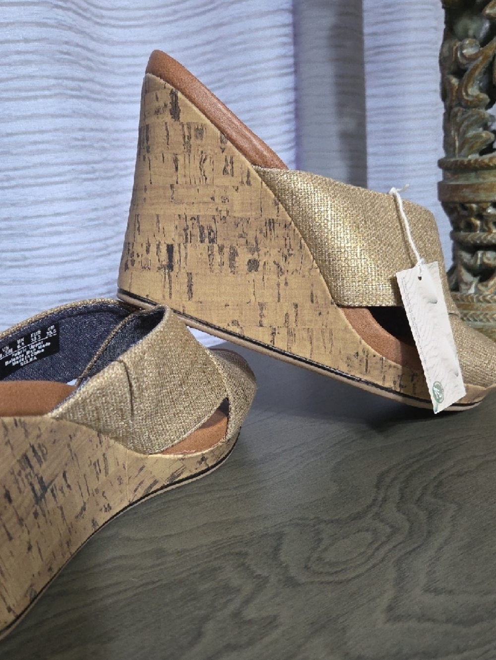 Dr. Scholl's Women's Light Gold Crossover Slip-On Wedge - Picture 6 of 10